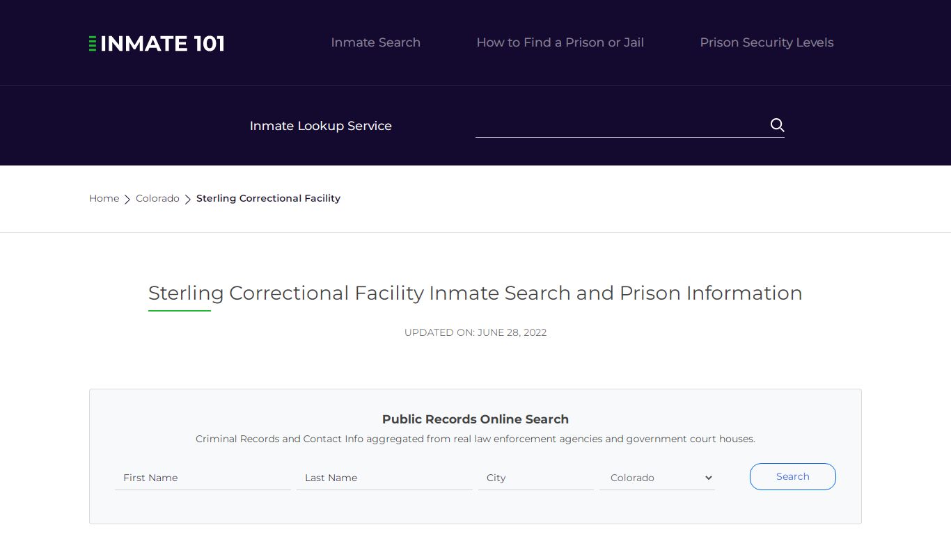 Sterling Correctional Facility Inmate Search, Visitation ...